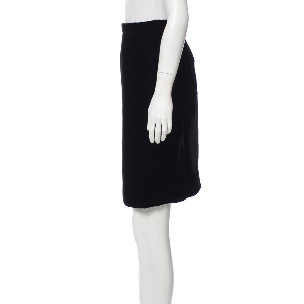 VINTAGE CHRISTIAN DIOR 80s Designer Black Velvet Knee-Length Skirt Est. Medium - Picture 2 of 7